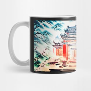 Temple complex in Asia Mug